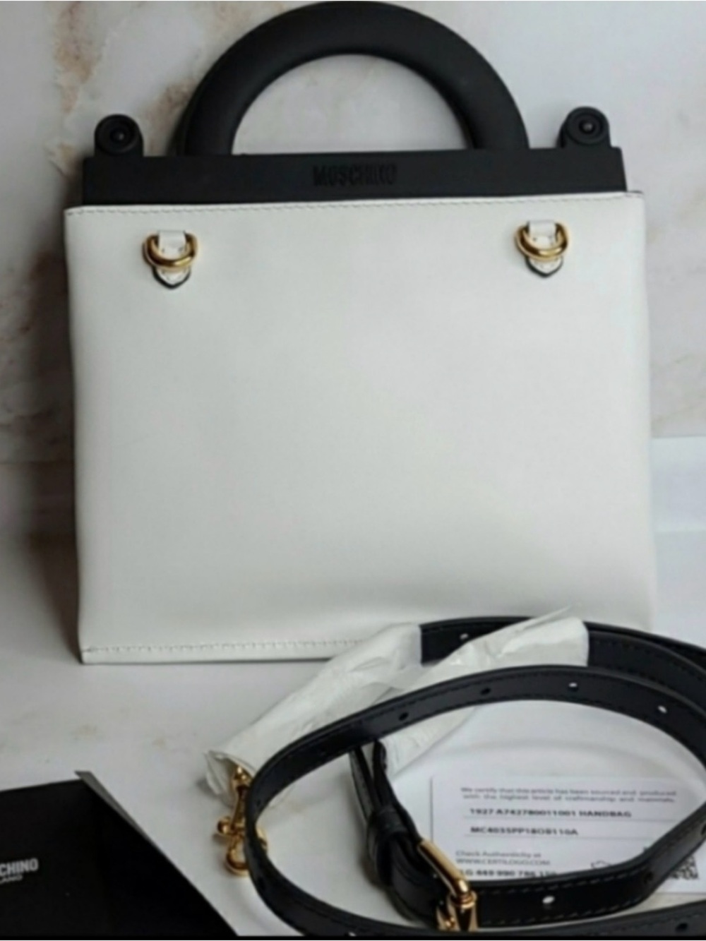 Authentic Moschino top handle mini shopper crossbody belt bag, or tote white - Picture 4 of 7